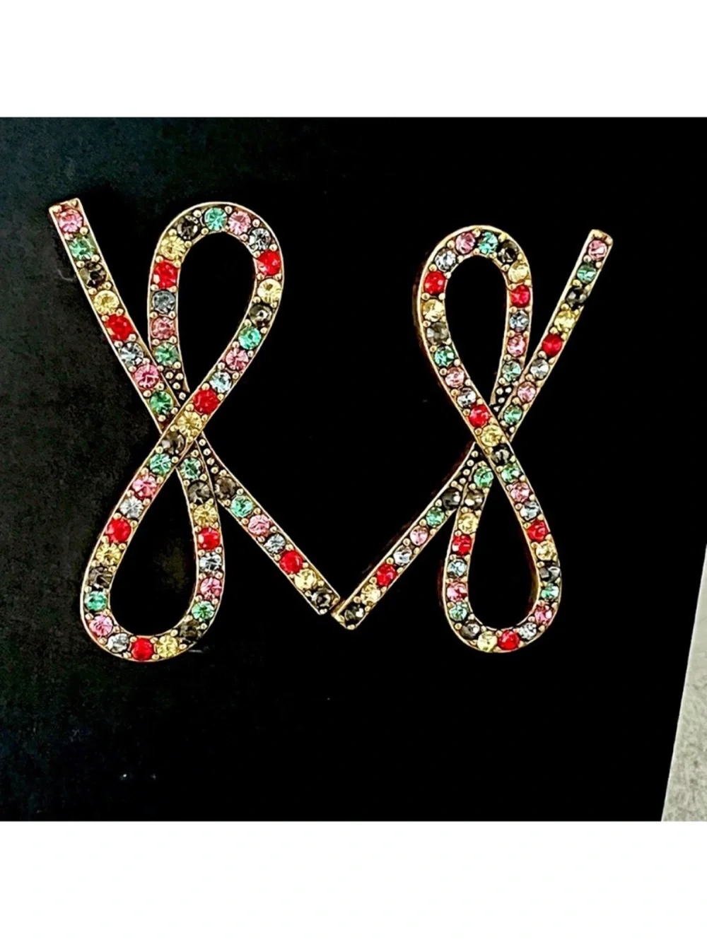 J. Crew Gold-Tone Multicolor Ribbon Bow Loop Drop Earrings